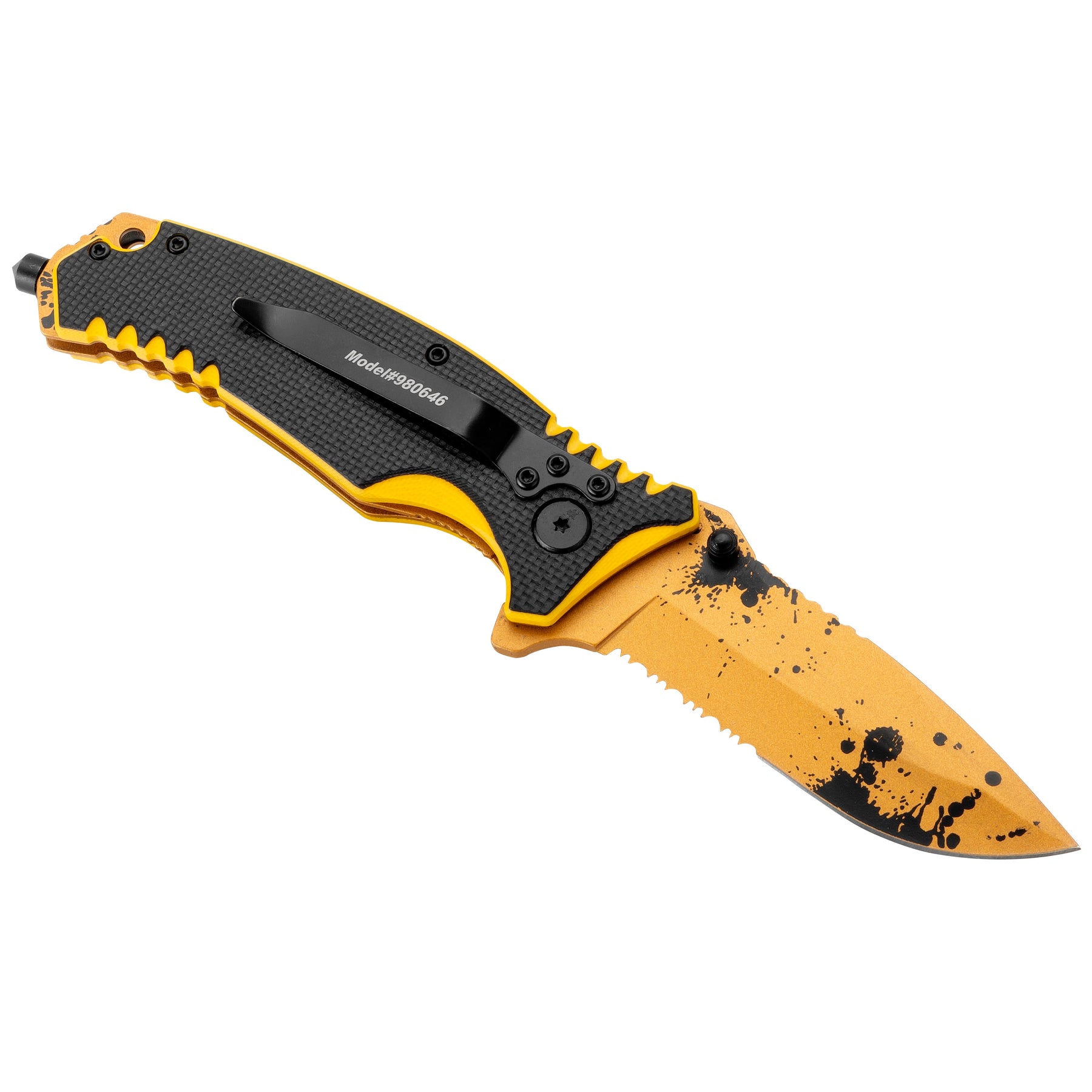 Cat 8 Inch Painted Blade Folding Knife with Glass Break - 980646ECT ...